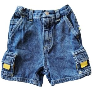 Vintage Kids Y2k Elmo Gear Sesame Street Toddler Cargo Denim Shorts 18months